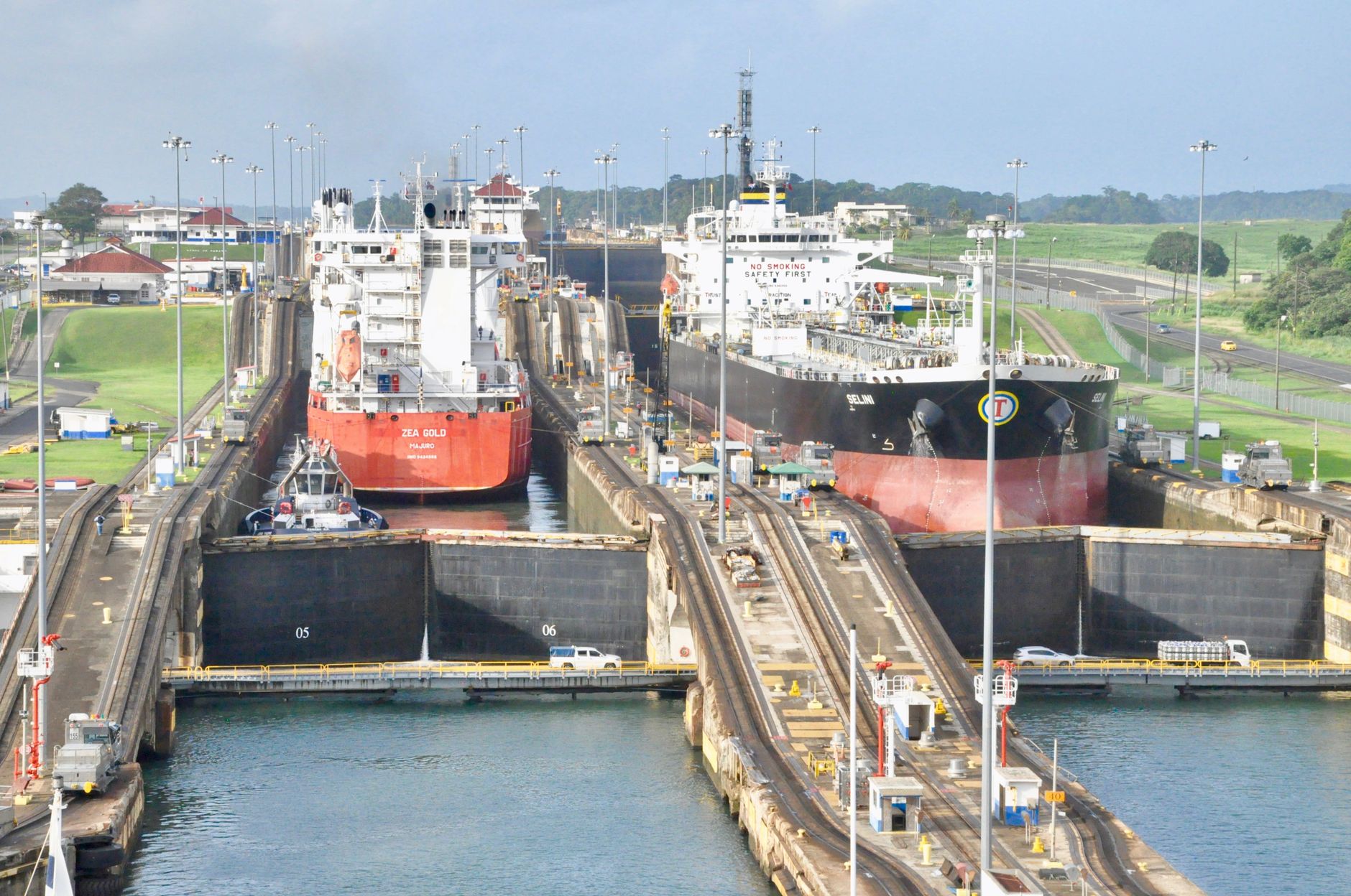 Ships crossing the locks