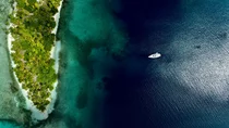 Islas San Blas Drone Shot from Top with Boat